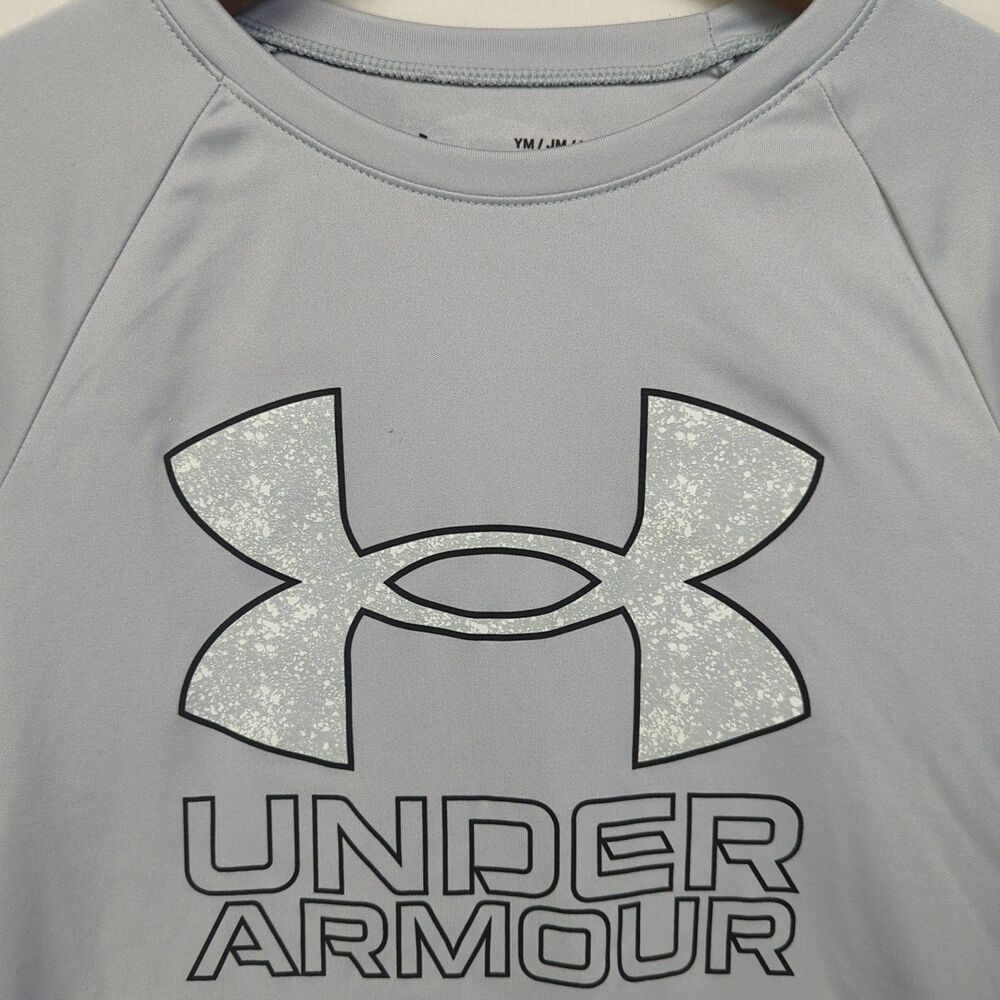Boys Under Armour Lot of 3 Medium 10/12 Long Short Sleeve Shirt Shorts Blue Gray - Picture 11 of 16